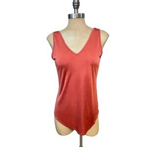 White House Black Market WHBM Women's Tank Top Orange V-Neck Small NWT